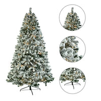 7.5ft Christmas Tree with 350 Warm Color Lights and 9 Modes,PVC Green Flocking Xmas Tree with 1450 Branches and Foldable Stand,Snow Flocked Full Prelighted Christmas Tree