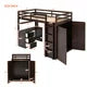 Twin Size Loft Bed with Wardrobe for Kids Teens, Wooden Loft Bed Frame with Built-in Desk and Drawers, Multifunctional Loft Bed with Safety Guardrails for Bedroom Dorm and Guest Room, Espresso