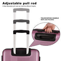 3 Piece Luggage Set, Durable Luggage Set with TSA Lock ABS, Lightweight Suitcase with Hooks, Spinner Wheels Suitcase Sets Cross Stripe Luggage Sets for Travel and Home, 20in/24in/28in, Pink