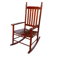 Wooden Porch Rocker Chair, Outdoor/Indoor Rocking Chair with 280lbs Weight Capacity, Outdoor Rocker for Relax, Easy to Assemble, 24.5''(L) x 32.85''(W) x 45.25''(H), Brown