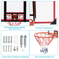 110*75 Wall Mounted Basketball Hoop, Backboard Hoops and Goal Rim Combo, Potable Shatterproof Polycarbonate Board with All-Steel Rustproof Frame for Outdoor, Indoor