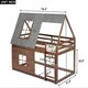 Twin Over Twin House Bunk Bed,Wood Floor Bunk Bed with Roof, Ladder and 2 Windows,Bunk Bed Frame for Kids Teens Girls Boys,Oak & Smoky Grey