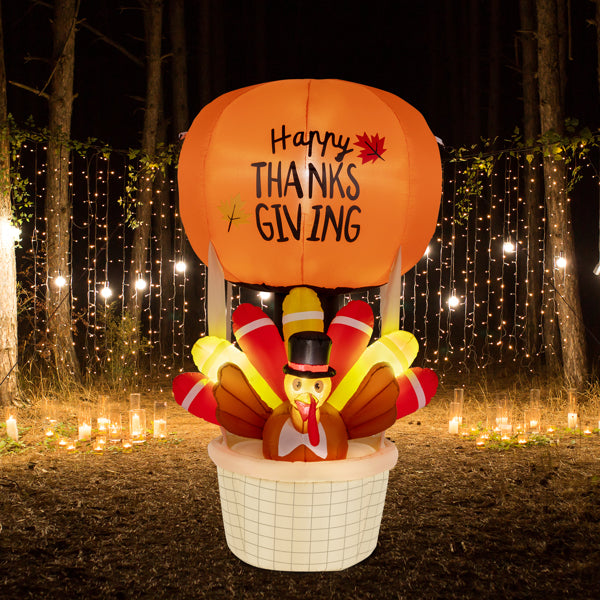 6 FT Thanksgiving Inflatable Turkey,Blow up Lighted Turkey Decor with LED Lights,Thanksgiving Inflatable Decoration for Indoor Outdoor Yard Garden