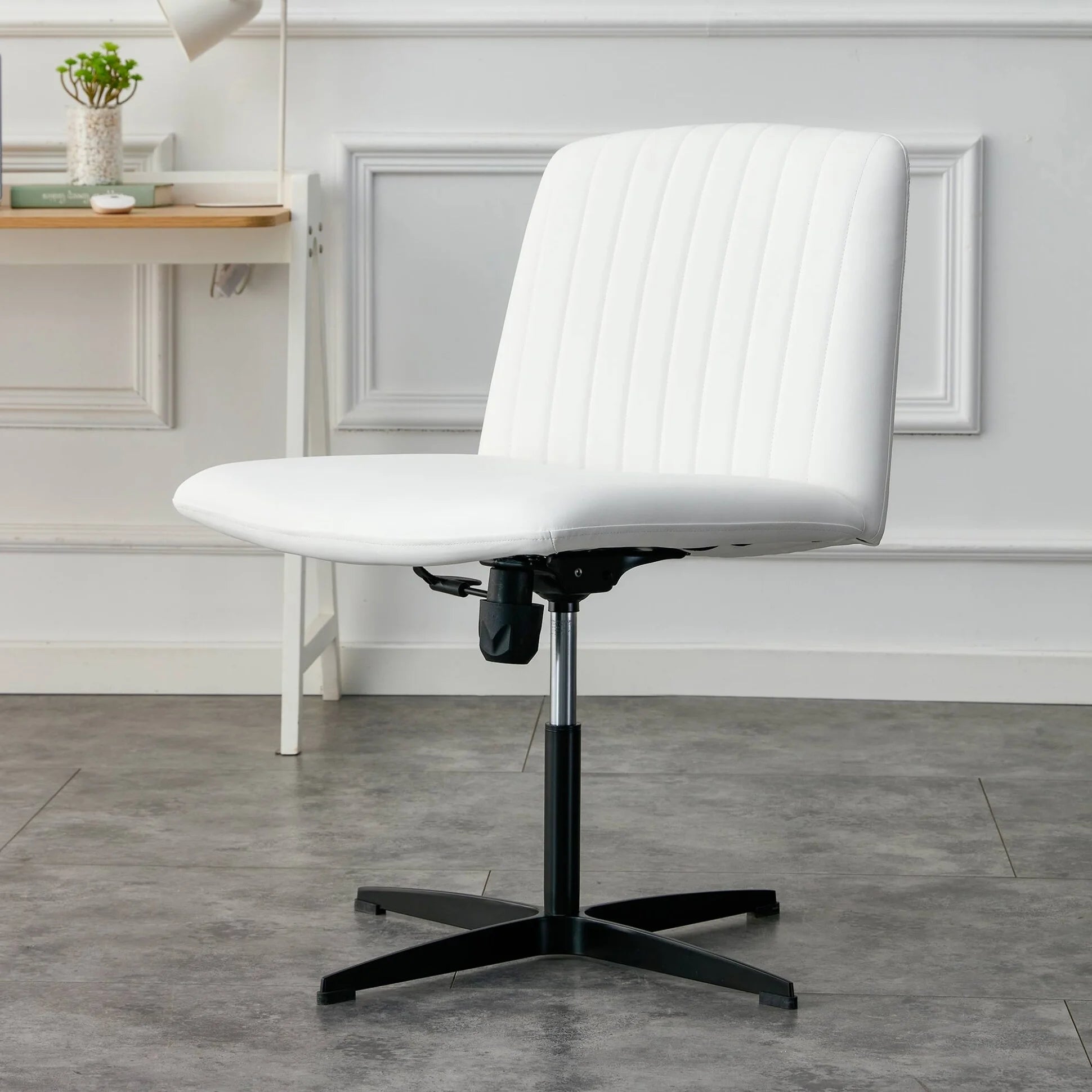 Desk chair cheap no wheels white