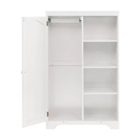 Kids Wardrobe Closet, 51"H Wardrobe Cabinet with 1 Door and 3 Shelves, Floor Storage Cabinet with Hanging Rod, Bedroom Armoire Clothes Organizer for Kids, with Anti-falling Hardware, White