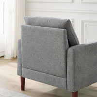 Accent Chair with Ottoman, Modern Fabric Single Sofa Chair with Wood Legs, Upholstered Armchair with Footrest, Living Room Leisure Chair Ottoman Set, Tufted Chair for Reading or Lounging, Gray