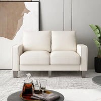 2 Pieces Living Room Sofa Set, Modern Sofa Couch with Loveseat and 3 Seater Sofa, Upholstered Couch Sofa Set for Living Room, Bedroom Office, Beige