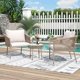 3pcs Patio Chairs Set, including 2 Single Chairs and 1 Coffee Table, Outdoor Front Porch Furniture Bistro Set, 3 Piece Wicker Patio Chairs, Balcony Furniture for Backyard Patio Lawn Pool, Beige