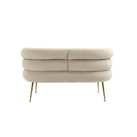 50" Small Loveseat Sofa, Mid Century Modern Velvet 2-Seat Couch Tufted Love Seat with Metal Frame and Tapered Golden Feet for Living Room, Bedroom, Apartment and Small Space, Beige