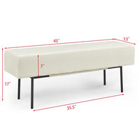 Bedroom Bench Modern Chenille Upholstered Benche Ottoman Footrest with Metal Legs Multifunctional Bench for Dining Room Living