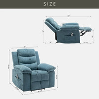 Wide Power Lift Recliner Chair with Massage and Heat, Overstuffed Reclining Chair with Side Pocket,, Heavy Duty Recliner with Adjustable Backrest for Bedroom,Living Room,Outdoor,Apartment,Blue