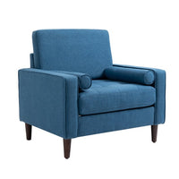 Modern Accent Armchair,Upholstered Tufted Large Club Chair with Arms and Wood Legs,Single Sofa Side Chair,Comfy Reading Chair Oversized Accent Chair for Living Room Bedroom Office,Blue