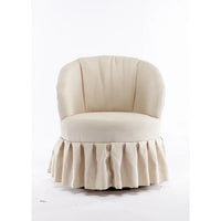 Swivel Accent Chair, Linen Fabric Barrel Chair Auditorium Chair With Pleated Skirt, 360 Degree Swivel Comfy Accent Sofa Armchair For Living Room Bedroom Auditorium Lounge Hotel, Beige