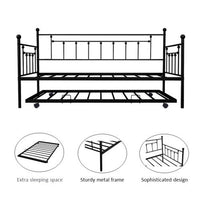 Twin Size Daybed with Trundle, Heavy Duty Steel Slat Support Saving Space Bed Sofa,Bedroom Living Room Furniture for Guest,No Spring Box Needed