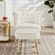 Modern Armchair with Ottoman, Velvet Upholstered Accent Chair with Nailhead Arms and Metal Golden Legs for Living Room, Luxury Chair for Bedroom, Cream White