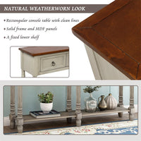 Console Table with Drawers, Long Shelf Sofa Table, Long Accent Entry Console Table with Drawers & Bottom Open Shelf, Ideal for Living Room,Entryway, Hallway, Antique Gray