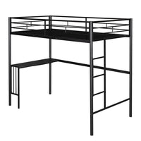 Twin over Full Loft Bunk Bed with Desk, Heavy-Duty Metal Bed Frame with Ladder and Guardrail for Kids Teens Boys Girls Adults, Convertible to a Platform Bed and Loft Bed, No Box Spring Needed, Black