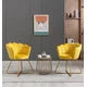 Velvet Accent Chair Living Room Chair Set of 2, Upholstered Vanity Chair Dining Chiar Lotus Chair with Cross Metal Legs, Suitable for Living Room Office Lounge Dining Room, Yellow