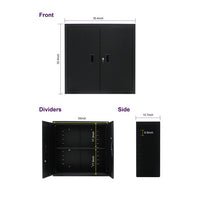 Metal Storage Cabinet with Locking Doors and Adjustable Shelf, 35" Folding File Cabinet without Wheels, Lockable Storage Cabinet for Home Office School Garage, Black