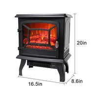Electric Fireplace Stove Space Heater 1400W Portable Freestanding with Thermostat, Realistic Flame Logs Vintage Design for Corners, CSA Approved-20" H