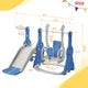 3 in 1 Toddler Slide and Swing Set, Kids Playground Climber Swing Playset with Basketball Hoop Freestanding Combination, Indoor & Outdoor Toys for Babies Kids Teens, Blue