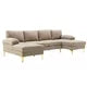 110" Accent Sofa, U-Shaped Sectional Sofa, Modern Upholstered Accent Sofa with Metal Legs and Padded Seat, 4-Seater Leisure Sofa Couch, for Living Room Apartment, Camel