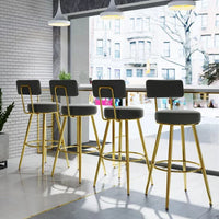 29.1" Velvet Counter Stools Set of 4,Upholstery Counter Height Bar Stools withPadded Backrest & Seat Cushion,Gold Metal Bse, for Kitchen Island,Dining Room Home Bar