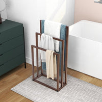 3 Tiers Metal Towel Bar Rack, Freestanding Hand Towel Holder with Storage Organizer, Floor Towel Racks with Bath Storage and for Bathroom Living Room Washroom,Pool