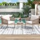 3pcs Patio Chairs Set, including 2 Single Chairs and 1 Coffee Table, Outdoor Front Porch Furniture Bistro Set, 3 Piece Wicker Patio Chairs, Balcony Furniture for Backyard Patio Lawn Pool, Beige