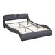 Upholstered Platform Bed,Full Size Platform Bed Frame with LED Lights Underneath,Wave Like Curve Low Profile Bed Frame with Headboard for Teens Adults,Mattress Not Included,Black