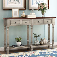 Console Table with Drawers, Long Shelf Sofa Table, Long Accent Entry Console Table with Drawers & Bottom Open Shelf, Ideal for Living Room,Entryway, Hallway, Antique Gray