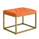 Velvet Footstool Bench, Square Vanity Chair with Metal Frame, Shoe Changing Stool, Sofa Makup Stool, Rest Stool for Clothes Shop, Living Room, Porch, Fitting Room Bedroom, Orange