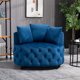 Modern Barrel Chair, Round Oversized Barrel Chairs, Sofa Lounge Accent Chair, Velvet Leisure Sofa Chair , Modern Leisure Chair with 3 Pillow for Living Room Bedroom Hotel Office,Blue