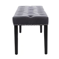 Upholstered Tufted Bench Ottoman,Velvet Dining Bench Bedroom Bench with Wooden Legs,Modern Elegant Accent Bench for Entryway Dining Room Living Room, Dark Gray