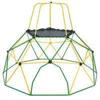 Upgraded 10FT Climbing Dome with Canopy and Playmat for Kids 3 to 10, Outdoor Play Equipment Dome Climber Supporting 1000lbs, Jungle Gym Playground Play Center, Rust & UV Resistant, Gift for Kids