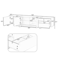 TV Stand for TVs Up to 80”, TV Cabinet TV Console Table with High Gloss UV Surface, Rectangle Side Cabinet with 2 Small Drawers & 3 Big Cabinets for Entryway, 74.8”Wx13.7”Dx17.7”H, White & Black