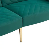 Velvet Loveseat Sofa Couch with Adjustable Backrest,Upholstered Accent Sofa with 2 Bolster Pillows and Metal Legs,Living Room Sofa Couch for Small Space Office,Green