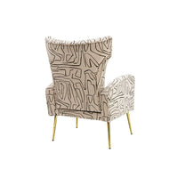 Velvet Geometric Accent Chair, Upholstered Vanity Chair with Padded Seat Cushion and Backrest,Wingback Armchair with Golden Metal Legs,Single Sofa Chair for Living Room Bedroom Office