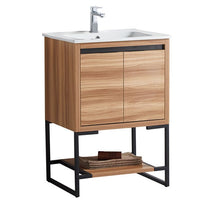 24inch Freestanding Bathroom Vanity Combo and Integrated Single Sink Set, Wood Bathroom Storage Cabinet with One Shelf and Cabinet