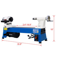 Benchtop Wood Lathe, 10" x 18" Wood Lathe Machine with 5 Variable Speeds 500/750/1150/1800/3200RPM Mini Wood Turning Lathe for Woodworking, 1/2HP Multifunctional Power Wood Lathe