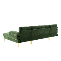 Large Convertible Sectional Sofa,110.63" U-Shaped Accent Couch Sofa with Double Chaise Lounge and 2 Arm Pillows,Upholstered Corner Sectional Sofa for Apartment Office,Living Room,Green
