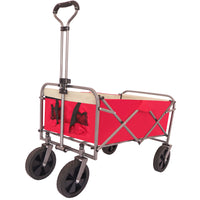Portable Beach Trolley Cart 200 LBS Capacity, Folding Wagon Garden Cart with 4 Universal Wheels, Collapsible Wagon Cart with 4 Universal Wheels for Shopping Park Picnic, Beach Trip, Camping, Red