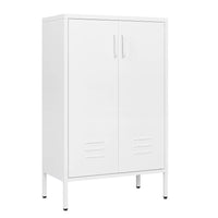 2-Door Miscellaneous Storage Cabinet,Garage Tool Storage Cabinet,Office File Cabinet,Free-Standing Storage Cabinet with Adjustable Shelves for Living Room,Dining Room,Anti-toppling Design,White