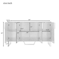 Modern Sideboard, Storage Cabinet with Adjustable Shelves and Four Doors, Wood Console Table with Golden Metal Legs, 60''L x 15.7''W x 34''H, White