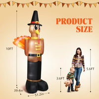 Thanksgiving Inflatables Outdoor Decorations, 10FT Turkey with Pilgrim Hat Thanksgiving Decor, Build in LEDs Blow up Thanksgiving Gifts, Party Decorations for Home Indoor Yard Garden Holidy