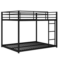 Twin Over Twin Bed with Guard Rail and Staircase, Metal Frame Bed with Safety Guardrail, Headboard and Footboard for Teens Adults, Space-Saving Bed, No Box Spring Needed,Full Size