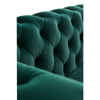 87.4'' Modern Tufted Velvet Sofa, Modern Upholstered Accent Sofa with Diamond Seam Shape Backrest & Gold Metal Legs, Elegant Lounge Sofa Couch, for Living Room, Green