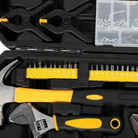 198 Piece Tool Set General Household Hand Tool Kit with Plastic Toolbox Storage Case Yellow