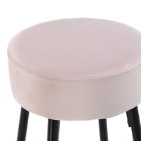 Upholstered Bar Stool, Industrial Counter Height Stool with Metal Legs for Dining Room Kitchen Bar, Pink