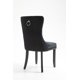 Set of 2 Velvet Dining Chairs, Luxury Tufted Accent Chairs with Nailed Trim and Back Ring Pull, Home Kitchen Dining Room Chairs, Armless Side Chairs with Solid Rubber Wood Legs, Black